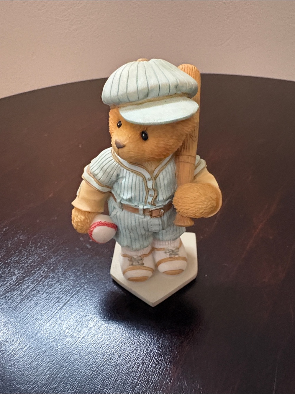 Cherished Teddies Light Blue & Cream Baseball Bear Figurine